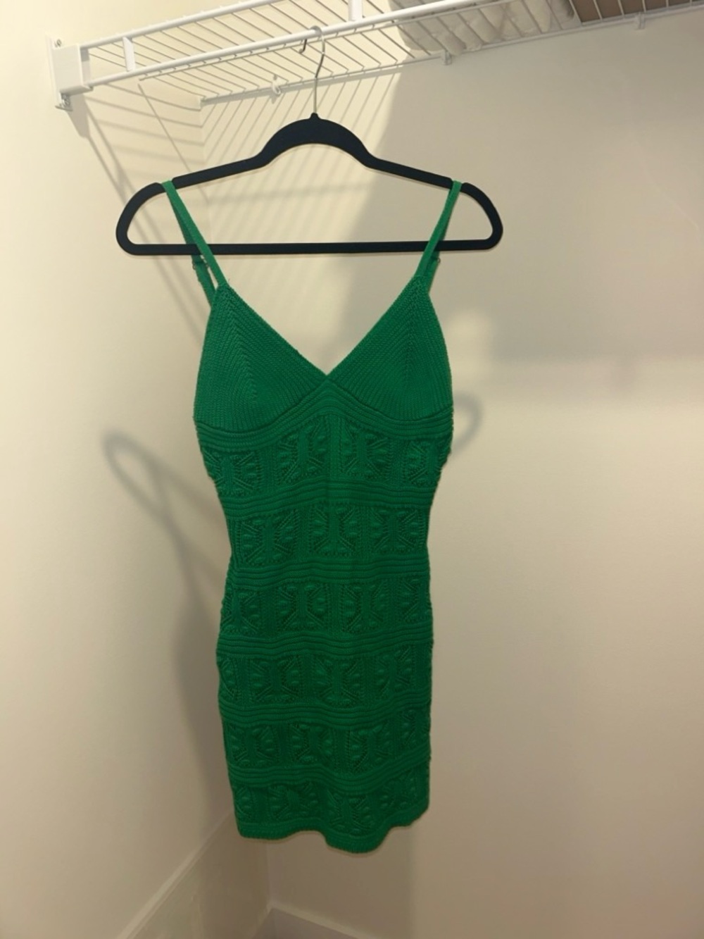 Olive & Oak Green Knit Spaghetti-Strap Mini Dress